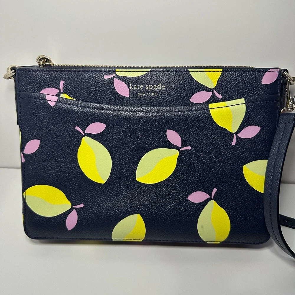Kate Spade EUC Margaux Lemons Grained Leather Convertible Crossbody